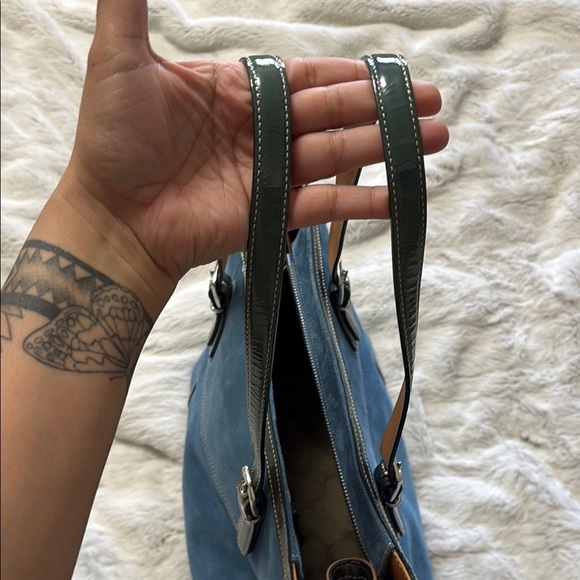 Coach Blue Suede Leather Tote - Picture 4 of 12